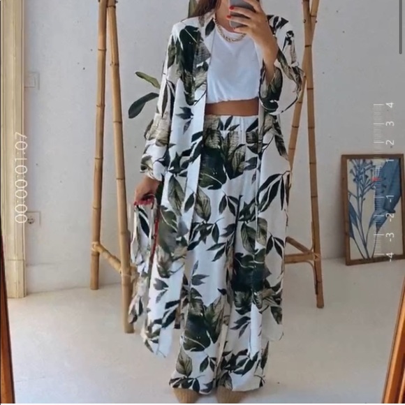 Leaf Print Kimono Set - Picture 3 of 5